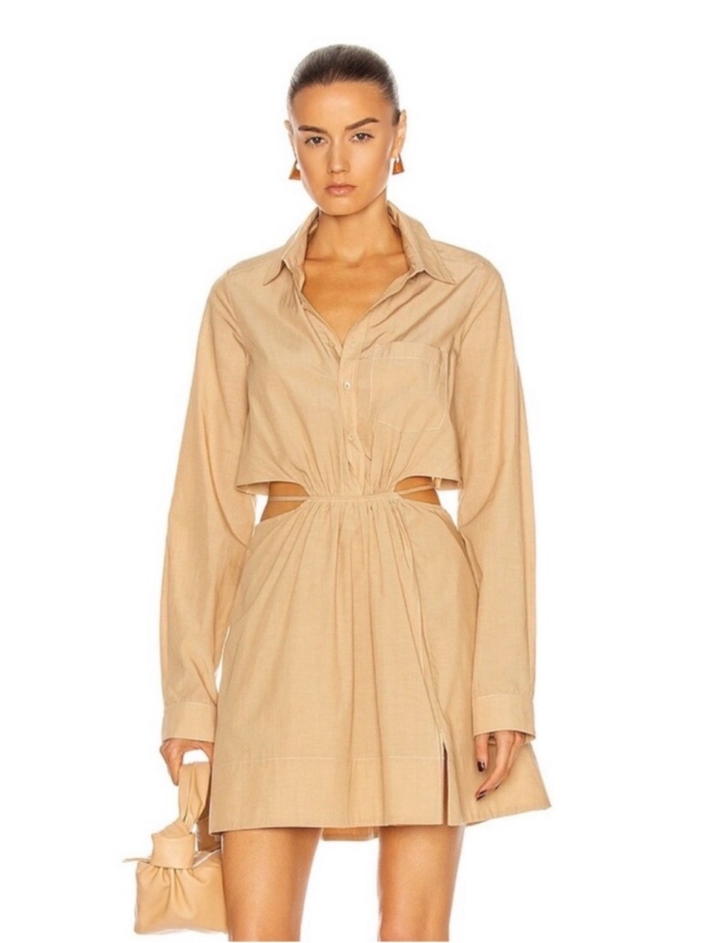 Jonathan Simkhai Beige Cutout Shirt Mini Dress